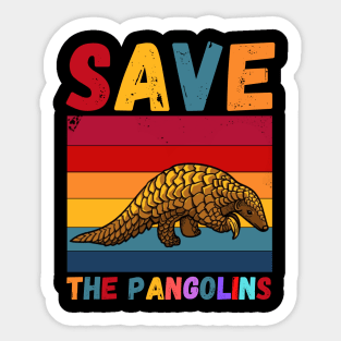 Save The Pangolins, Cute retro pangolin Sticker